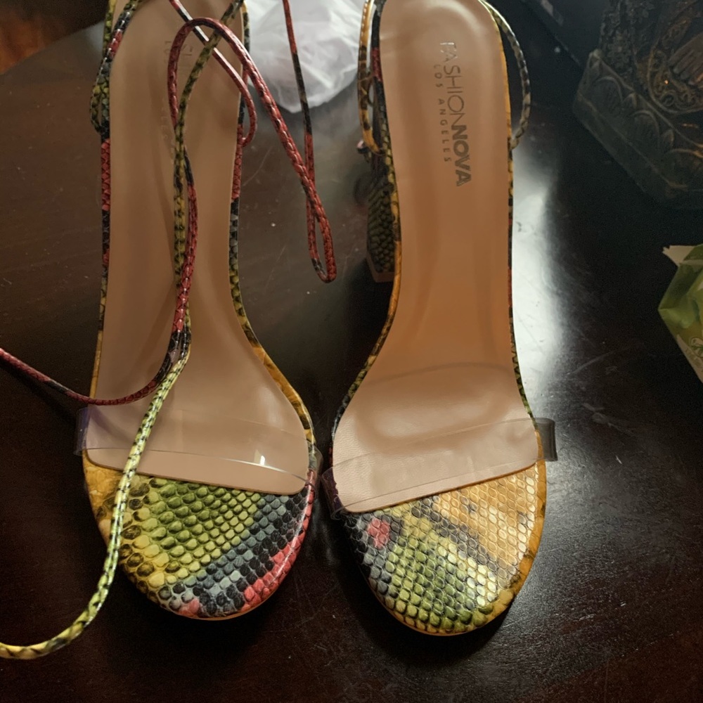 Fashion Nova Multi Snake Skinned Heels Shoes
